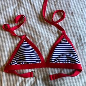 Red and Blue Nautical Stripe Bikini Top